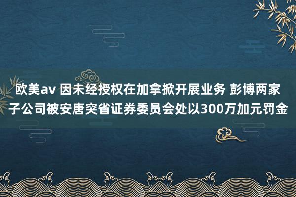 欧美av 因未经授权在加拿掀开展业务 彭博两家子公司被安唐突省证券委员会处以300万加元罚金