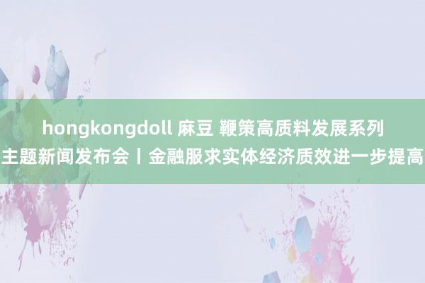 hongkongdoll 麻豆 鞭策高质料发展系列主题新闻发布会丨金融服求实体经济质效进一步提高